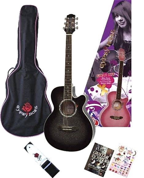 AKUSTİK GİTAR GYPSY ROSE SET (GIGBAG, STRAP, STICK - GRA1KCBK
